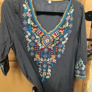 Sundance Blouse Shirt Ladies S-M embroidered